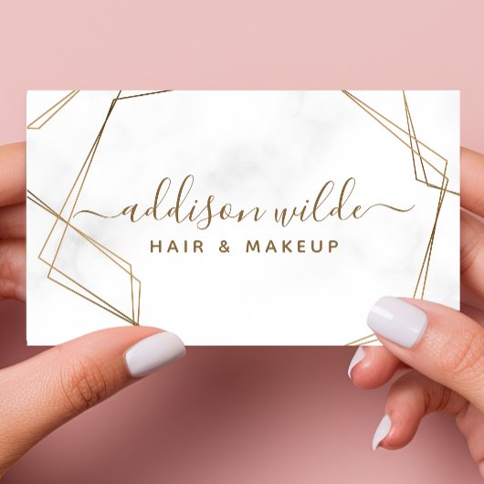 Gold Geometric White Marble Abstract Simple Modern Visitekaartje