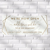 Gold Geometric White Marble Abstracte Business Spandoek