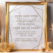 Gold Geometric White Marble Business Opening Flyer