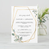 Gold Geometrical Virtual Wedding Kaart (Staand voorkant)