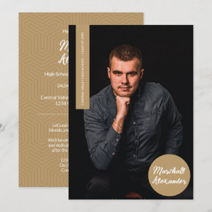 Gold Géométrique Graduation Photo Invitation