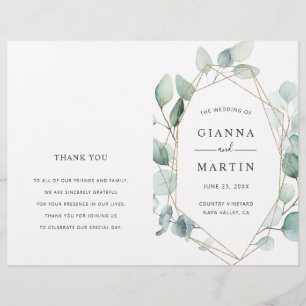Gold Géométrique Green Foliage Programme de mariag