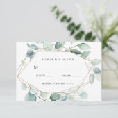 Gold Géométrique Verdure Mariage Mariage RSVP Cart (Debout devant)
