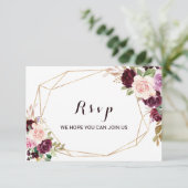 Gold Géométrique Vert Bourgogne Floral Menu Choix (Debout devant)