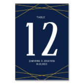 Gold Geometry Navy bleu | Numéro de table Mariage (Dos)