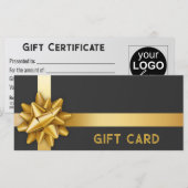 Gold Gift Bow Satin Ribbon Trendy Black Gift Card (Voorkant / Achterkant)