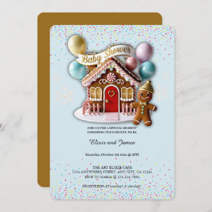 Gold Gingerbread House Baby shower Kaart