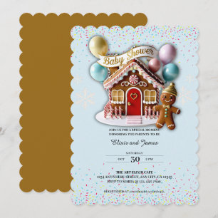 Gold Gingerbread House Baby shower Kaart
