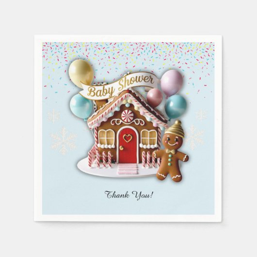 Gold Gingerbread House Baby shower Servet (Voorkant)