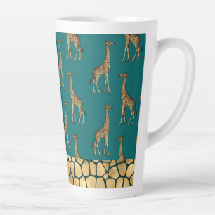 Gold Giraffe Elegant Blauwgroen grafisch stijlvol Latte Mok