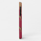 Gold Giraffe Monogram Bling Burgundy Jewels Case-Mate iPhone Case (Achterkant/links)