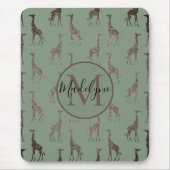 Gold Giraffe op Sage Green Muismat (Voorkant)