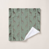 Gold Giraffe op Sage Green Towel Set Bad Handdoek (Wasdoekje)
