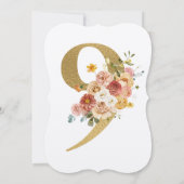 Gold Girls Floral 9e anniversaire Invitation de fê (Dos)