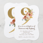 Gold Girls Floral 9e anniversaire Invitation de fê (Devant / Derrière)