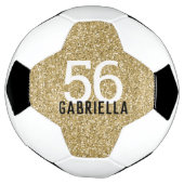 Gold Girly Glitter Name en Team Number Voetbal (Gedraaid)