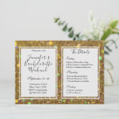 Gold Glam Bachelorette Weekend Party Kaart (Staand voorkant)