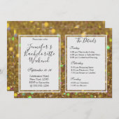 Gold Glam Bachelorette Weekend Party Kaart (Voorkant / Achterkant)