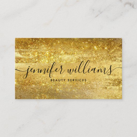 Gold Glam Beauty Stylist Modern Calligrafie | Visitekaartje (Voorkant)