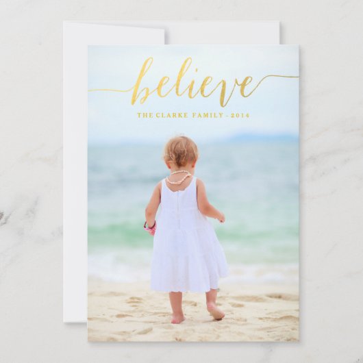 Gold Glam Believe Holiday Carte photo (Devant)