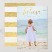 Gold Glam Believe Holiday Carte photo (Devant / Derrière)