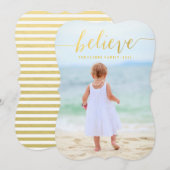 Gold Glam Believe Holiday Carte photo 2 (Devant / Derrière)