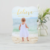 Gold Glam Believe Holiday Carte photo 2 (Debout devant)