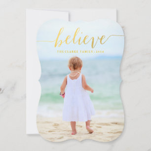 Gold Glam Believe Holiday Carte photo 2