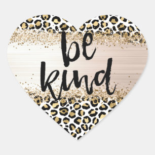Gold Glam Black Leopard Print Be Sind Confetti Hart Sticker