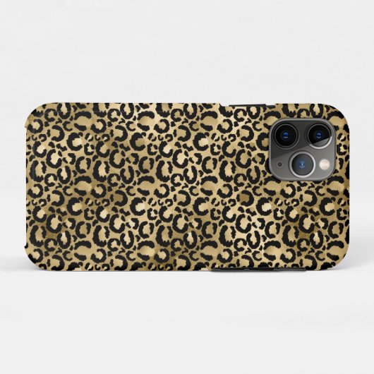Gold Glam Black Leopard Print Case-Mate iPhone Case (Achterkant (horizontaal))