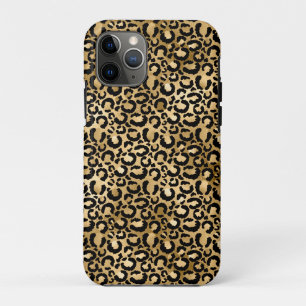 Gold Glam Black Leopard Print iPhone 11 Pro Hoesje