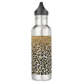 Gold Glam Black Leopard Print Glitter Sparkle Waterfles (Links)