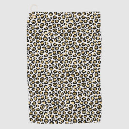 Gold Glam Black Leopard Print Golfhanddoek