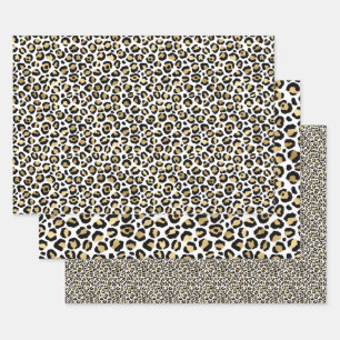 Gold Glam Black Leopard Print Inpakpapier Vel