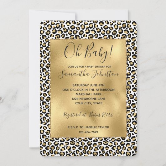 Gold Glam Black Leopard Print Kaart (Voorkant)