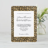Gold Glam Black Leopard Print Weddenschap Kaart (Staand voorkant)