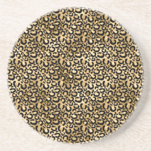 Gold Glam Black Leopard Print Zandsteen Onderzetter
