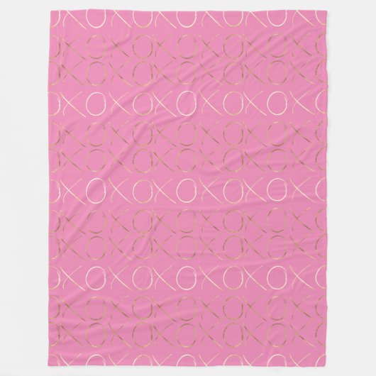 Gold Glam Chic Pink XOXO Fleece Deken (Voorkant)