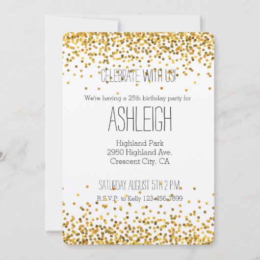 Gold Glam Confetti Stippen Kaart (Voorkant)
