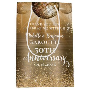 Gold Glam Disco Ball 50th Wedding Jubileum Medium Cadeauzakje