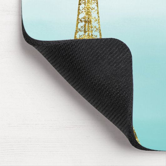 Gold Glam Eiffel Tower Aqua Ombre Waterverf Muismat (Hoek)