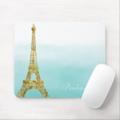 Gold Glam Eiffel Tower Aqua Ombre Waterverf Muismat (Met muis)