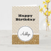 Gold Glam Faux Glitter Chevron Kaart (Gele Bloem)