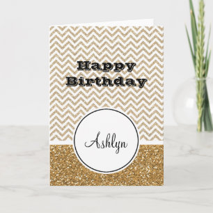 Gold Glam Faux Glitter Chevron Kaart