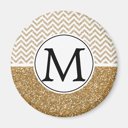 Gold Glam Faux Glitter Chevron Magneet (Voorkant)