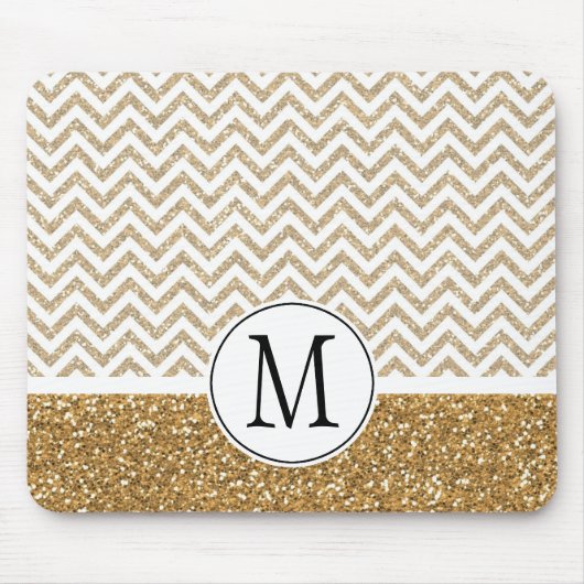 Gold Glam Faux Glitter Chevron Muismat (Voorkant)