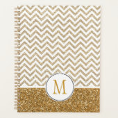 Gold Glam Faux Glitter Chevron Planner (Voorkant)