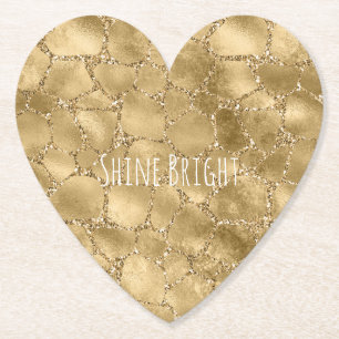 Gold Glam Glitter Giraffe Print Kartonnen Onderzetters