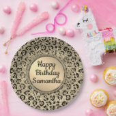 Gold Glam Glitter Leopard Bord (Feest)