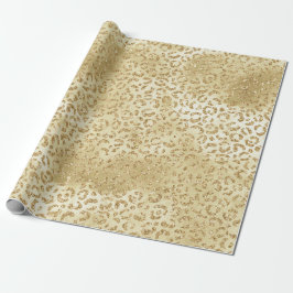 Gold Glam Glitter Leopard Print Cadeaupapier